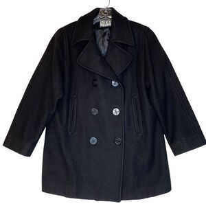 Vintage MDP Mario De Pinto Wool Peacoat Women M Black Nautical Double Breasted
